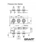 Graff Finezza Uno Bateria prysznicowa termostatyczna 3-uchwytowa podtynkowa - element zewnętrzny Chrom E-8078H-2L1C-T