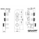 Graff MOD+ Bateria natryskowa termostatyczna 3-uchwytowa podtynkowa - element zewnętrzny Chrom E-8033-R1-L1-T