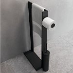 Novellini Uchwyt na papier toaletowy i szczotka WC Czarny mat R90AKFPSRS-H