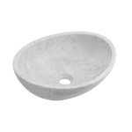 Alanad Kelud Umywalka kamienna owalna nablatowa 410x330 mm biały marmur KUN-001BI