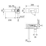 Bruma Adamastor Bateria umywalkowa podtynkowa 230 mm Chrom 3010104CR