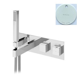 Bruma Adamastor Bateria wannowo-natryskowa termostatyczna podtynkowa z wylewką Pure White 1854612PW