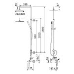 Bruma Adamastor Zestaw wannowo-natryskowy naścienny z deszczownicą 300x300 mm na ramieniu ściennym Gunmetal 3012672MG