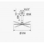 Bruma EloQ Deszczownica Ø 250 mm z ramieniem sufitowym 100 mm Chrom 1455361CR