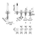 Bruma Hera Bateria wannowo-natryskowa 2-drożna na brzeg wanny Gunmetal 1065011MG