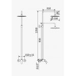 Bruma Mustang Bateria natryskowa ścienna z deszczownicą Ø 230 mm na ruchomym drążku Chrom 1162511CR