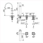 Bruma Navy Bateria umywalkowa 3-otworowa z korkiem Click-Clack Pure White 1902611PW