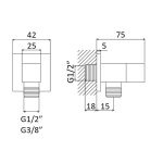 Bruma Przyłącze kątowe węża z zaworem 3/8" Sunrise 1262802SR