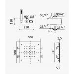 Bruma Royale Zestaw termostatyczny natryskowy podtynkowy z deszczownicą montowaną w sufit 380x380 mm i słuchawką prysznicową Pure White 1927861PW