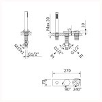 Bruma Utopia Bateria wannowo-natryskowa na brzeg wanny Chrom 1832002CR