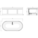 Burlington London Wanna wolnostojąca z obudową 1800x850 mm Oliwkowy E22O