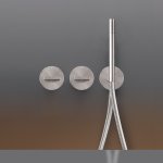 CEA BAR Bateria wannowa/prysznicowa ścienna termostatyczna z przełącznikiem 2/3-drożnym, słuchawką i wężem element zewnętrzny Satin Stainless Steel BAR69IS