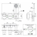 CEA BAR Bateria wannowa/prysznicowa ścienna termostatyczna z przełącznikiem 2/3-drożnym, słuchawką i wężem element zewnętrzny Satin Stainless Steel BAR69YIS