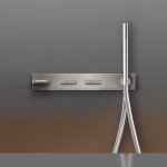 CEA BAR Bateria wannowa ścienna z wylewką, słuchawką i wężem element zewnętrzny Satin Stainless Steel BAR34IS