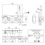 CEA Cross Bateria wannowa/prysznicowa ścienna termostatyczna z przełącznikiem 2/3-drożnym, słuchawką i wężem element zewnętrzny Satin Stainless Steel CRX20WS