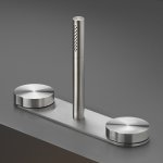 CEA Giotto Bateria wannowa 3-otworowa na brzeg wanny ze słuchawką prysznicową element zewnętrzny Satin Stainless Steel GIO110S