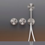 CEA Giotto Bateria wannowa/prysznicowa ścienna termostatyczna z przełącznikiem 2/3-drożnym, słuchawką i wężem element zewnętrzny Satin Stainless Steel GIO54HWS