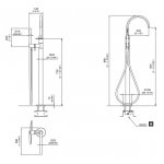 CEA Gradi Bateria wannowa wolnostojąca ze słuchawką i wężem element zewnętrzny Satin Stainless Steel GRA24BKS