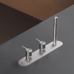 CEA Innovo Bateria wannowa 3-otworowa na brzeg wanny ze słuchawką prysznicową element zewnętrzny Satin Stainless Steel INV55S