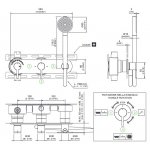 CEA Innovo Bateria wannowa/prysznicowa ścienna termostatyczna z przełącznikiem 2/3-drożnym, słuchawką i wężem element zewnętrzny Satin Stainless Steel INV59YWS