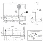 CEA Innovo Bateria wannowa/prysznicowa ścienna termostatyczna z przełącznikiem 2-drożnym, słuchawką i wężem element zewnętrzny Satin Stainless Steel INV50YWS