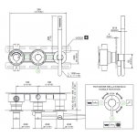 CEA Innovo Bateria wannowa/prysznicowa ścienna termostatyczna z przełącznikiem 2/3-drożnym, słuchawką i wężem element zewnętrzny Satin Stainless Steel INV60WS