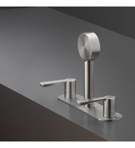 CEA Lutezia Plus Bateria wannowa 3-otworowa na brzeg wanny ze słuchawką prysznicową element zewnętrzny Satin Stainless Steel LTZ45S