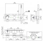 CEA Milo360 Bateria wannowa/prysznicowa ścienna termostatyczna z przełącznikiem 2-drożnym, słuchawką i wężem element zewnętrzny Satin Stainless Steel MIL25WS