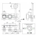 CEA Milo360 Bateria wannowa/prysznicowa ścienna termostatyczna z przełącznikiem 2/3-drożnym, słuchawką i wężem element zewnętrzny Satin Stainless Steel MIL116HWS