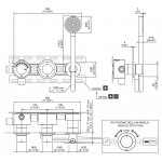 CEA Milo360 Bateria wannowa/prysznicowa ścienna termostatyczna z przełącznikiem 2-drożnym, słuchawką i wężem element zewnętrzny Satin Stainless Steel MIL115YWS