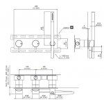 CEA Milo360 Bateria wannowa/prysznicowa ścienna z słuchawką i wężem element zewnętrzny Satin Stainless Steel MIL85WS