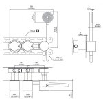 CEA Opus Bateria wannowa/prysznicowa ścienna ze słuchawką i wężem element zewnętrzny Satin Stainless Steel OPS24YWS