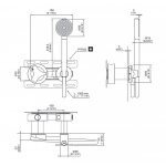 CEA Ziqq Bateria wannowa/prysznicowa ścienna z słuchawką i wężem element zewnętrzny Satin Stainless Steel ZIQ48YWS