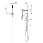 Fantini Sailing Słuchawka prysznicowa z wężem matt gunmetal pvd 86P58093