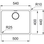 Franke Mythos Zlewozmywak kuchenny 54x44 stal szczotkowana 122.0624.556