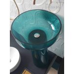   Galatea Design Bonola Umywalka na postumencie z korkiem sea blue GDFU3033SB