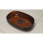   Galatea Design Paddle Umywalka stawiana na blat 58x38 Resinmood dark brown z korkiem klik-klak czarny mat GDFU2007DB W MAGAZYNIE!!