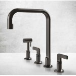 Gessi Inciso Bateria kuchenna 2-uchwytowa 4-otworowa Black Metal Brushed PVD 58703.707