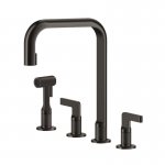 Gessi Inciso Bateria kuchenna 2-uchwytowa 4-otworowa Black Metal Brushed PVD 58703.707