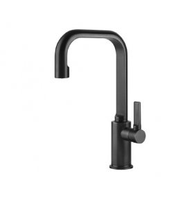 Gessi Inciso Bateria umywalkowa jednootworowa wysoka z korkiem Black Metal Brushed PVD 58005.707