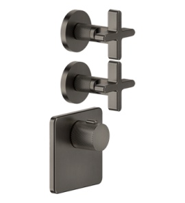 Gessi Inciso Bateria natryskowa termostatyczna podtynkowa Black Metal Brushed PVD 58344.707