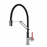 Gessi Officine V Bateria kuchenna z obrotową i wyciąganą wylewką Finox/Matte Black 60205.599