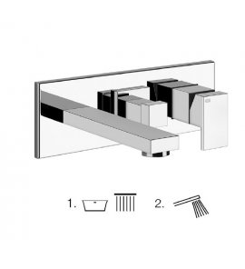 Gessi Rettangolo T Bateria prysznicowa ścienna z przełącznikiem 2-drożnym z krótką wylewką element zewnętrzny chrom 44906.031