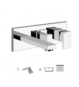 Gessi Rettangolo T Bateria prysznicowa ścienna z przełącznikiem 2-drożnym z krótką wylewką element zewnętrzny chrom 44907.031