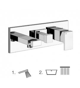 Gessi Rettangolo T Bateria prysznicowa ścienna z przełącznikiem 2-drożnym element zewnętrzny chrom 44910.031