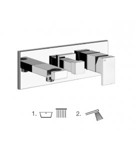 Gessi Rettangolo T Bateria prysznicowa ścienna z przełącznikiem 2-drożnym element zewnętrzny chrom 44911.031