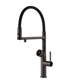 Gessi Vita Bateria zlewozmywakowa jednouchwytowa hot/cold black metal brushed 60722.707