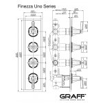 Graff Finezza Uno Bateria prysznicowa termostatyczna 4-uchwytowa podtynkowa - element zewnętrzny Chrom E-8079-2L2C-T