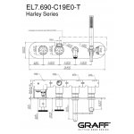 Graff Harley Bateria termostatyczna wannowo-natryskowa podtynkowa z zestawem natryskowym - element zewnętrzny Chrom EL7.690H-C19E0-T
