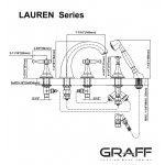 Graff Lauren Bateria wannowa 5-otworowa z zestawem prysznicowym Chrom E-2451-LM22